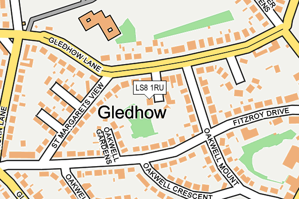 LS8 1RU map - OS OpenMap – Local (Ordnance Survey)