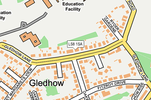 LS8 1SA map - OS OpenMap – Local (Ordnance Survey)