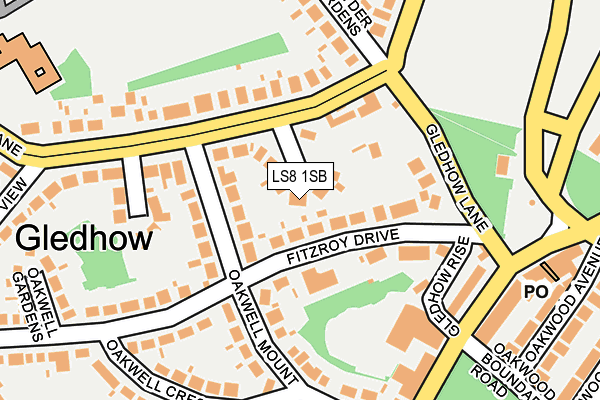 LS8 1SB map - OS OpenMap – Local (Ordnance Survey)