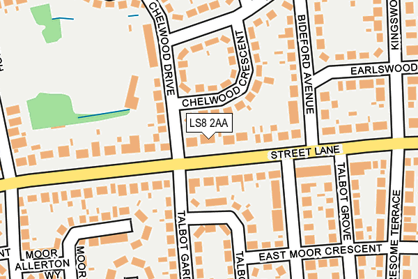 LS8 2AA map - OS OpenMap – Local (Ordnance Survey)