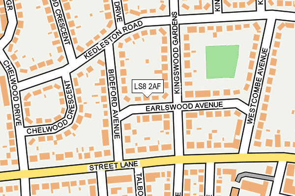 LS8 2AF map - OS OpenMap – Local (Ordnance Survey)