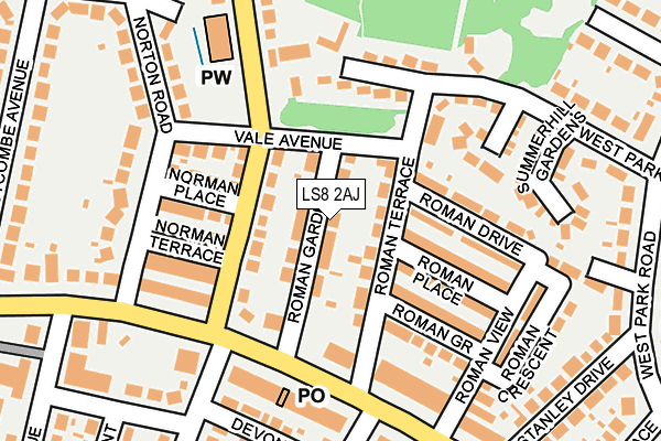 LS8 2AJ map - OS OpenMap – Local (Ordnance Survey)