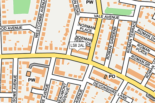 LS8 2AL map - OS OpenMap – Local (Ordnance Survey)