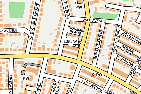 LS8 2AP map - OS OpenMap – Local (Ordnance Survey)