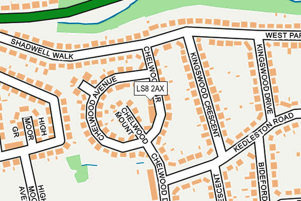LS8 2AX map - OS OpenMap – Local (Ordnance Survey)