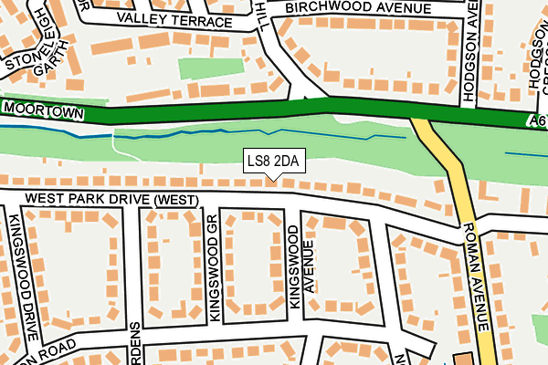 LS8 2DA map - OS OpenMap – Local (Ordnance Survey)