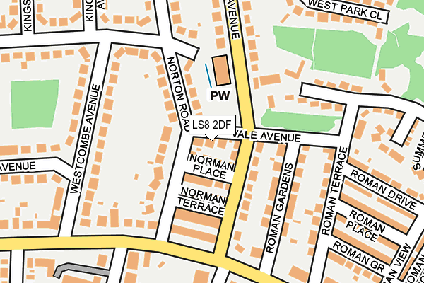 LS8 2DF map - OS OpenMap – Local (Ordnance Survey)