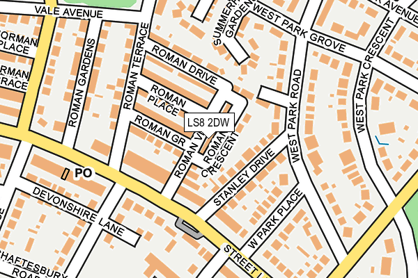 LS8 2DW map - OS OpenMap – Local (Ordnance Survey)