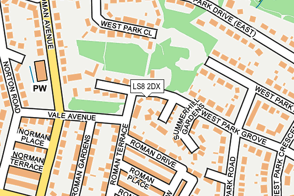 LS8 2DX map - OS OpenMap – Local (Ordnance Survey)