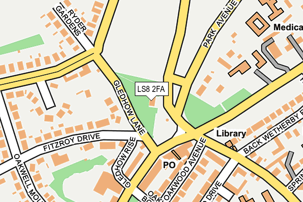 LS8 2FA map - OS OpenMap – Local (Ordnance Survey)