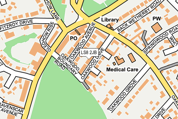 LS8 2JB map - OS OpenMap – Local (Ordnance Survey)