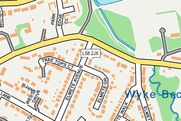 LS8 2JX map - OS OpenMap – Local (Ordnance Survey)