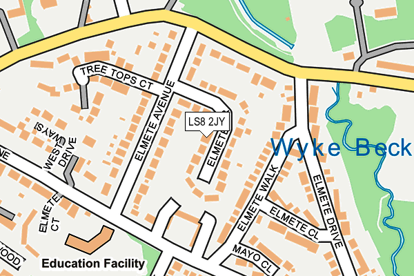 LS8 2JY map - OS OpenMap – Local (Ordnance Survey)