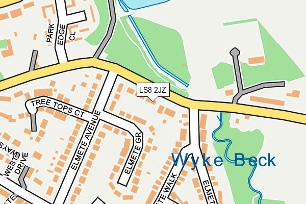 LS8 2JZ map - OS OpenMap – Local (Ordnance Survey)
