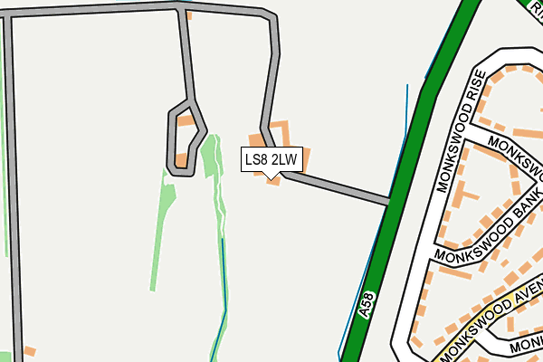 LS8 2LW map - OS OpenMap – Local (Ordnance Survey)