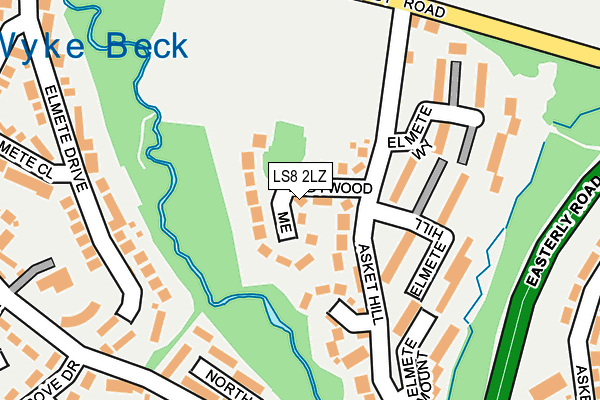 LS8 2LZ map - OS OpenMap – Local (Ordnance Survey)