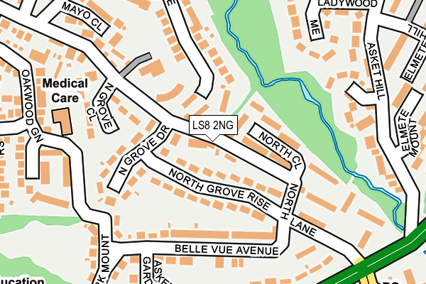LS8 2NG map - OS OpenMap – Local (Ordnance Survey)