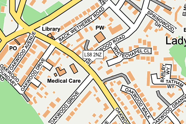LS8 2NZ map - OS OpenMap – Local (Ordnance Survey)