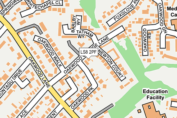 LS8 2PF map - OS OpenMap – Local (Ordnance Survey)