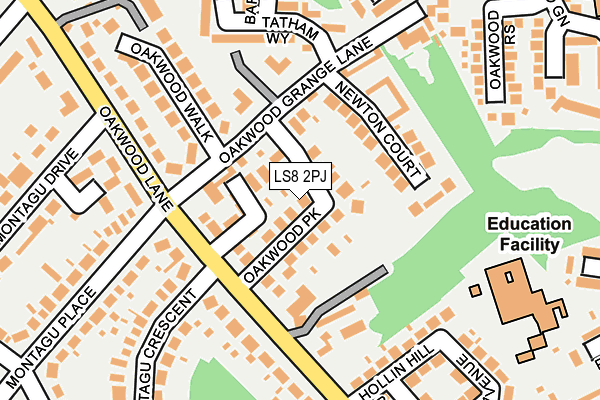 LS8 2PJ map - OS OpenMap – Local (Ordnance Survey)