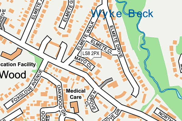 LS8 2PX map - OS OpenMap – Local (Ordnance Survey)