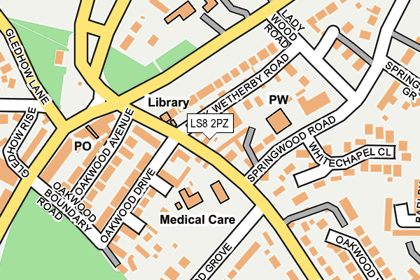 LS8 2PZ map - OS OpenMap – Local (Ordnance Survey)
