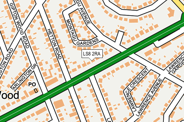 LS8 2RA map - OS OpenMap – Local (Ordnance Survey)