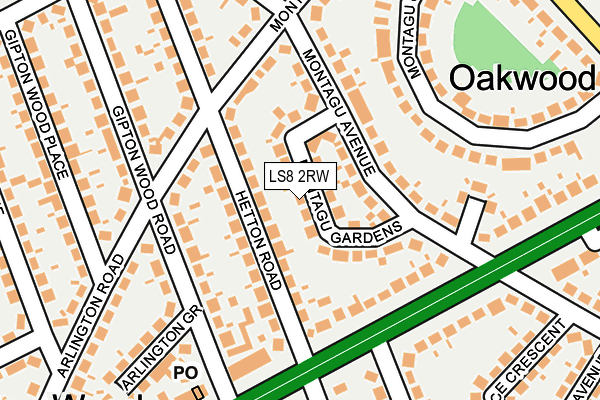 LS8 2RW map - OS OpenMap – Local (Ordnance Survey)