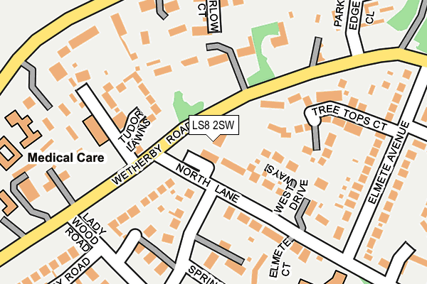 LS8 2SW map - OS OpenMap – Local (Ordnance Survey)
