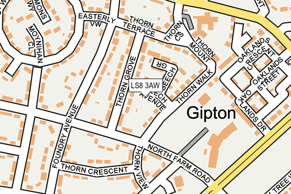 LS8 3AW map - OS OpenMap – Local (Ordnance Survey)