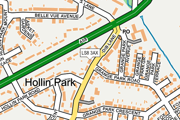 LS8 3AX map - OS OpenMap – Local (Ordnance Survey)