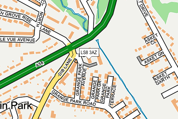 LS8 3AZ map - OS OpenMap – Local (Ordnance Survey)