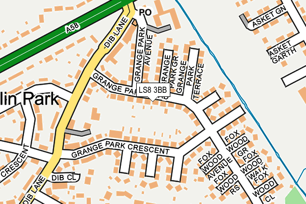 LS8 3BB map - OS OpenMap – Local (Ordnance Survey)