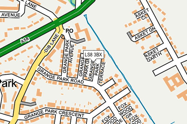 LS8 3BX map - OS OpenMap – Local (Ordnance Survey)