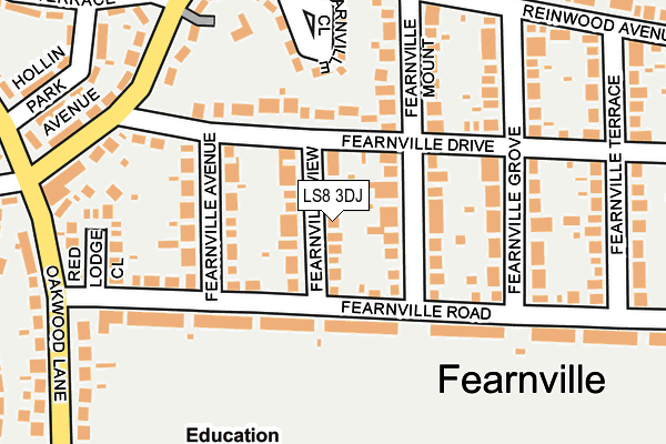 LS8 3DJ map - OS OpenMap – Local (Ordnance Survey)