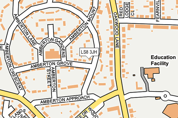 LS8 3JH map - OS OpenMap – Local (Ordnance Survey)
