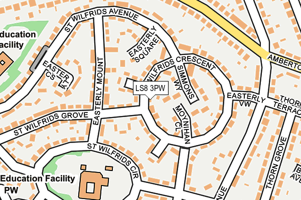 LS8 3PW map - OS OpenMap – Local (Ordnance Survey)