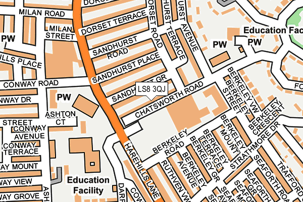 LS8 3QJ map - OS OpenMap – Local (Ordnance Survey)