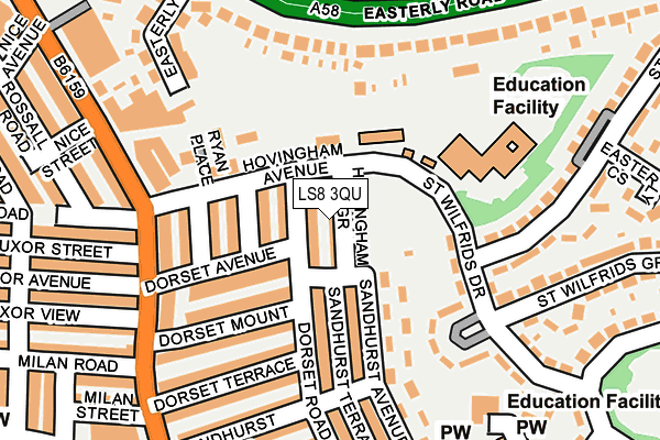 LS8 3QU map - OS OpenMap – Local (Ordnance Survey)
