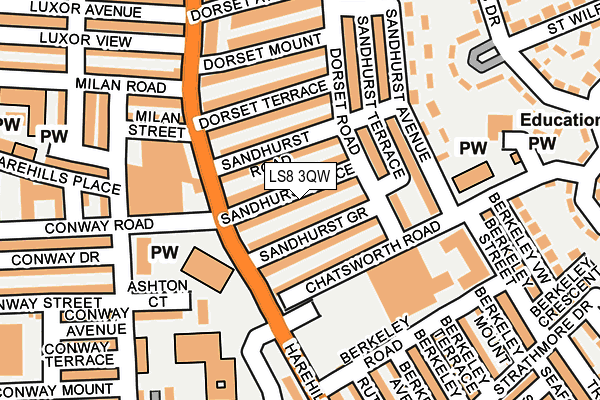 LS8 3QW map - OS OpenMap – Local (Ordnance Survey)