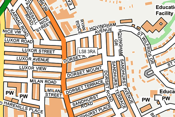 LS8 3RA map - OS OpenMap – Local (Ordnance Survey)