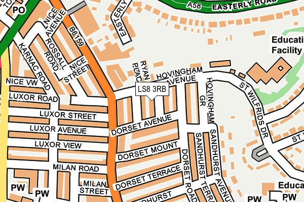 LS8 3RB map - OS OpenMap – Local (Ordnance Survey)