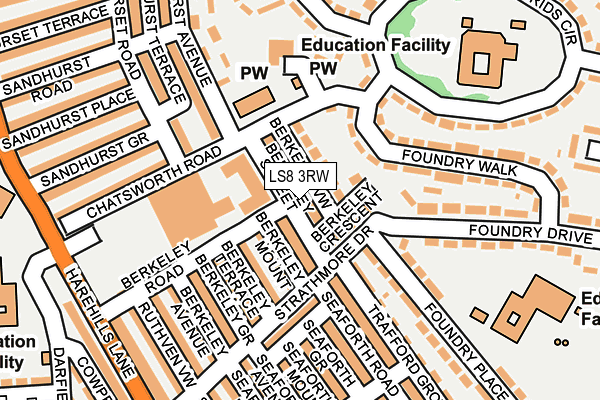 LS8 3RW map - OS OpenMap – Local (Ordnance Survey)