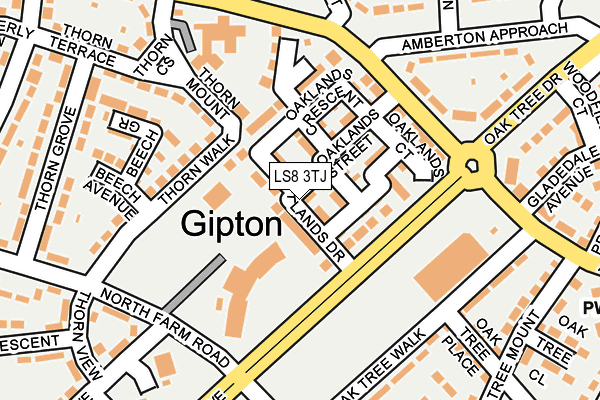 LS8 3TJ map - OS OpenMap – Local (Ordnance Survey)