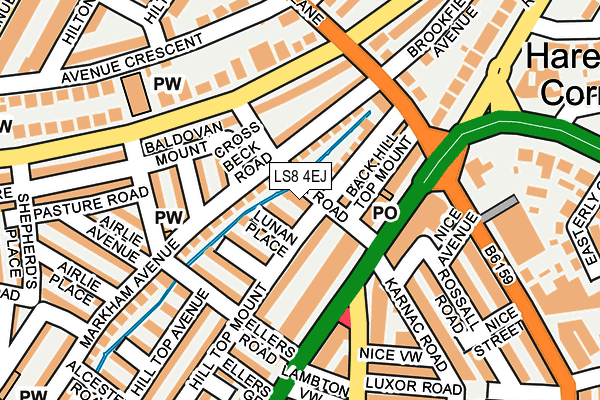 LS8 4EJ map - OS OpenMap – Local (Ordnance Survey)