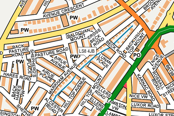 LS8 4JB map - OS OpenMap – Local (Ordnance Survey)