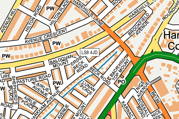 LS8 4JD map - OS OpenMap – Local (Ordnance Survey)