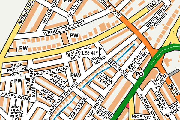 LS8 4JF map - OS OpenMap – Local (Ordnance Survey)