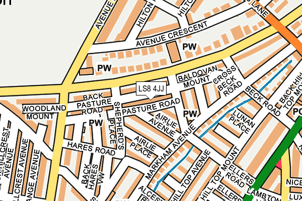 LS8 4JJ map - OS OpenMap – Local (Ordnance Survey)