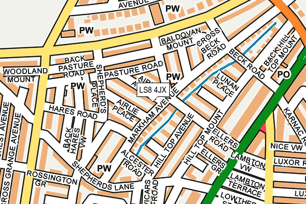 LS8 4JX map - OS OpenMap – Local (Ordnance Survey)